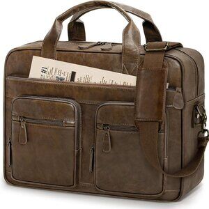 Stylish Vintage PU Leather Bag | Convertible Waterproof 15.6" Laptop Briefcase